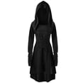 thumbnail image 1 of hirigin Women Halloween Costume Solid Color High Low Long Sleeve Hooded Dress for Party Role-playing Cosplay, 1 of 7