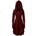 thumbnail image 1 of hirigin Women Halloween Costume Solid Color High Low Long Sleeve Hooded Dress for Party Role-playing Cosplay, 1 of 7