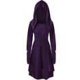 thumbnail image 1 of hirigin Women Halloween Costume Solid Color High Low Long Sleeve Hooded Dress for Party Role-playing Cosplay, 1 of 9