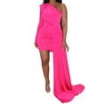 thumbnail image 1 of hirigin Women Irregular Evening Dress Elegant Solid Color One Shoulder Long Sleeve Ruched Ball Gown for Cocktail Wedding Party, 1 of 9