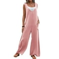 thumbnail image 1 of hirigin Women Jumpsuit, Elegant Sleeveless Patchwork Loose Long Wide Leg Pants with Pockets, 1 of 5
