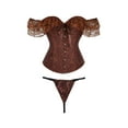 thumbnail image 1 of hirigin Women Lace Corset Tops Solid Color Elegant Bandage Button Short Sleeve Off-shoulder Tops Streetwear, 1 of 8