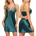 thumbnail image 1 of hirigin Women Lingerie Silk Sleeveless Chemises V-neck Lace Hollow Mini Nightdress Summer Nightgown Sleepwear, 1 of 4