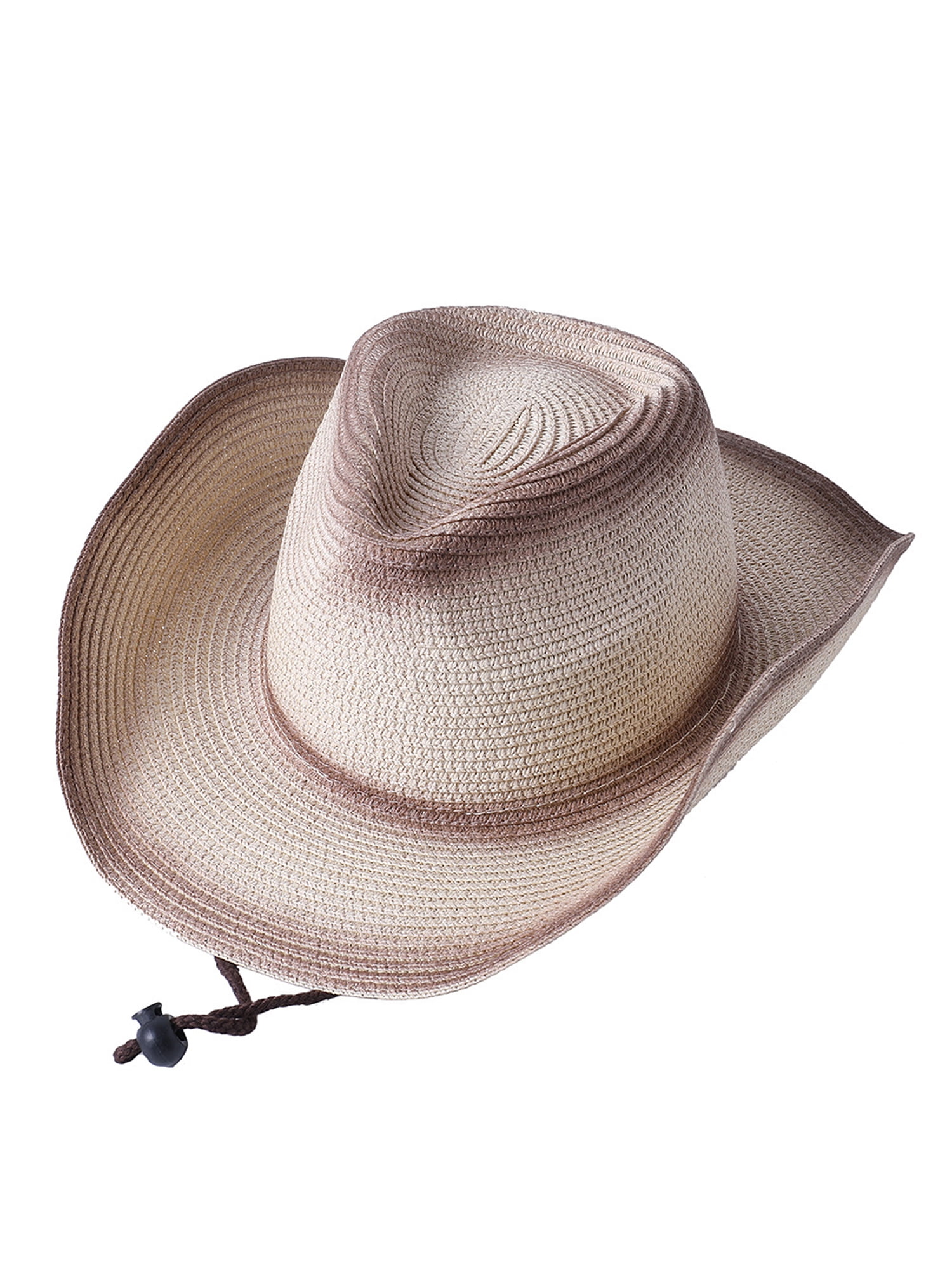 hirigin Women Men Hat, Curled Jazz Hat Summer Sunscreen Straw Wide Brim  Drawstring Outdoor Cap 
