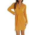 thumbnail image 1 of hirigin Women Mini Shirt Dress Solid Color Turn-Down Collar Long Sleeve Button-Down Dress Spring Casual Lady Dress with Belt, 1 of 6