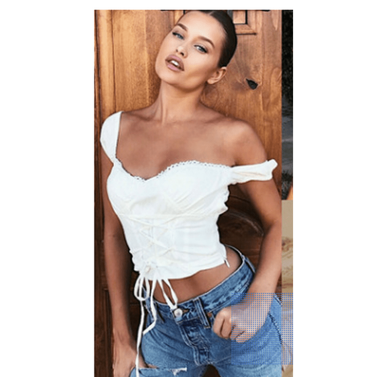 hirigin Women Off shoulder Tank Sleeveless Crop Tops Elastic Skinny Blouse