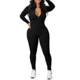 thumbnail image 1 of hirigin Women One Piece Bodycon Jumpsuit Solid Color Zipper Long Sleeve Pants Romper Clubwear Streetwear, 1 of 6