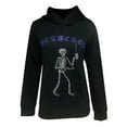 thumbnail image 1 of hirigin Women Rhinestone Hoodies Long Sleeve Skull Letter Pattern Loose Sweatshirts Pullover For Spring Fall, 1 of 9