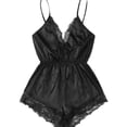 thumbnail image 1 of hirigin Women Sexy Plus Size Lingerie Bodysuit Romper V Neck Teddy Lace Babydoll Satin Pajamas Nightwear, 1 of 4