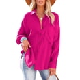 thumbnail image 1 of hirigin Women Shirt Long Sleeve Turn-down Collar Button-down Solid Tops for Casual Daily, 1 of 6
