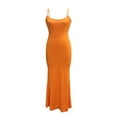 thumbnail image 1 of hirigin Women Sleeveless Fish Tail Dress, Solid Color Spaghetti Strap Bodycon Long Skirt, 1 of 6