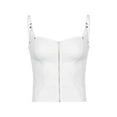 thumbnail image 1 of hirigin Women Summer Bodycon Tank Tops, Spaghetti Strap Sleeveless Front Zipper Self Tie Back Cami Tops for Ladies, White, 1 of 8