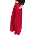 thumbnail image 1 of hirigin Women Summer Casual Wide Leg Pants Solid Color High Waist Mast Trousers Loose Fit Ruched Maxi Pants (White, XL), 1 of 6