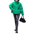 thumbnail image 1 of hirigin Women Winter Jacket, Long Sleeve Stand Collar Zipper Closure Solid Warm Casual Outwear, 1 of 6