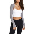 thumbnail image 1 of hirigin Women Yoga Crop Cardigan, Long Sleeve Open Front Solid Shrug Tops for Exercise Sports Gym, 1 of 4