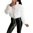 thumbnail image 1 of hirigin Women's Autumn Winter Warm Coat Solid Color Long Sleeve Stand Collar Zipper Outerwear, 1 of 3