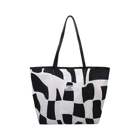 hirigin Women's Geometric Pattern Shoulder Bag High Capacity Magnetic Button Totes, Travel Canvas Handbag