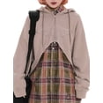 thumbnail image 1 of hirigin Women's Hooded Coat, Star Pattern Patchwork Zip-Up Drawstring Hat Irregular Hem Outerwear, Casual Simple Tops, 1 of 5