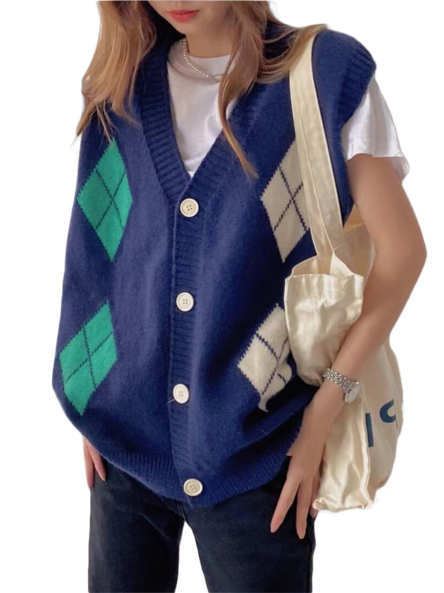 hirigin Women's Knitted Vest Cardigan V-Neck Sleeveless Button
