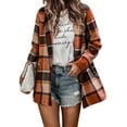 thumbnail image 1 of hirigin Women's Plaid Shacket Jacket, Casual Long Sleeve Open Front Lapel Trench Coat with Pockets, 1 of 4