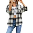thumbnail image 1 of hirigin Women's Plaid Shirt Jacket, Casual Long Sleeve Button Down Boyfriend Shacket Coat, 1 of 9