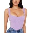 thumbnail image 1 of hirigin Women's Sleeveless Bustier Crop Tops, Sexy Square Neck Solid Color Boned Strap Corset, 1 of 5