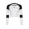 thumbnail image 1 of hirigin Women's Spring Autumn Slim Crop Tops Long Sleeve O Neck Letter Print Contrast Color T-shirt, 1 of 9