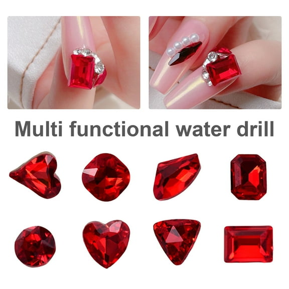 hiryomu 10 Pcs Nail Rhinestones Artificial Crystal Nail Gemstones Red Mini Manicure Nail Art Rhinestones for DIY Crafts Jewelry Making