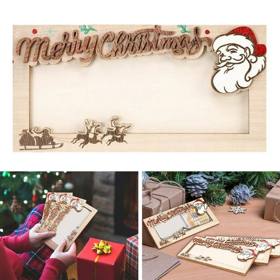 hiryomu Christmas Money Holder Wooden Cash Holder Money Envelope Wallet Xmas Tree Decoration for Holiday Indoor Outdoor Party Decor