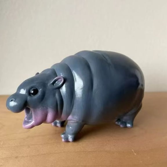 hiryomu Hippo Ornament Resin Mini Hippo Figurine Tabletop Hippopotamus Sculpture for Home Office Bookshelf Desk Decor Hippo Lovers Gift