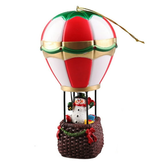 hiryomu LED Christmas Ornaments Resin Santa Claus Snowman in Hot Air Balloon Figurines Lighted Holiday Tabletop Decorations for Festive Home Decor Housewarming Gift