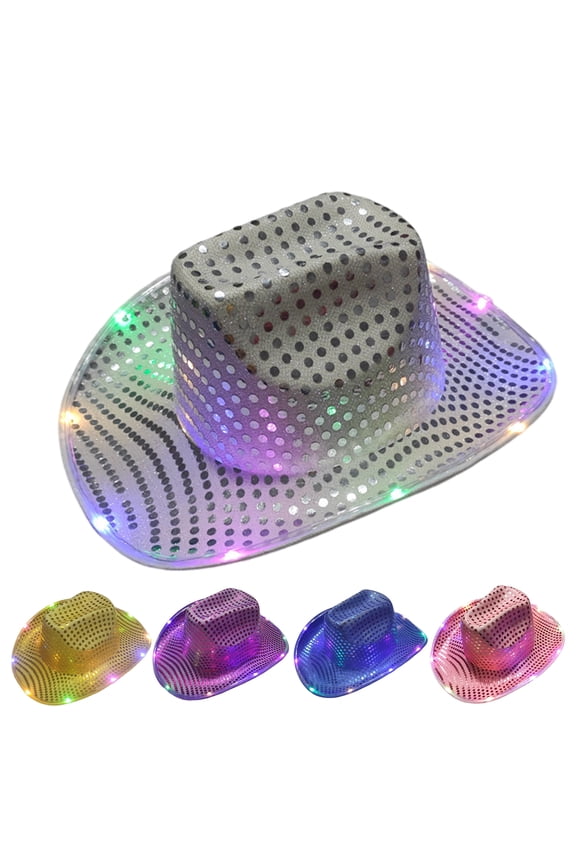 LED Light-Up Cowboy Hat Retro Western Style Luminous 9 Color Available Christmas Party Nightclubs Performance Photo Prop Cap