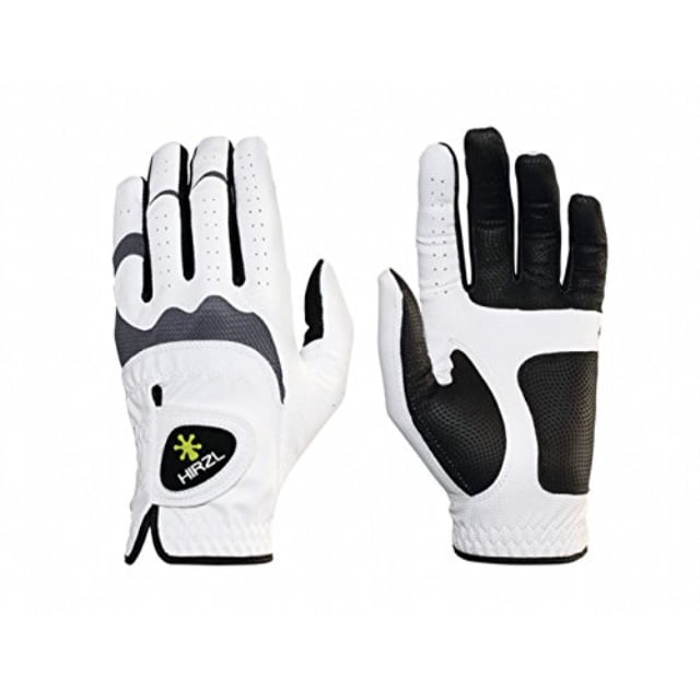 HIRZL Trust Hybrid Golf Glove - Kangaroo Leather, Superior Grip, Breathable, Durable, White/Black, Left Hand, Men's, Small