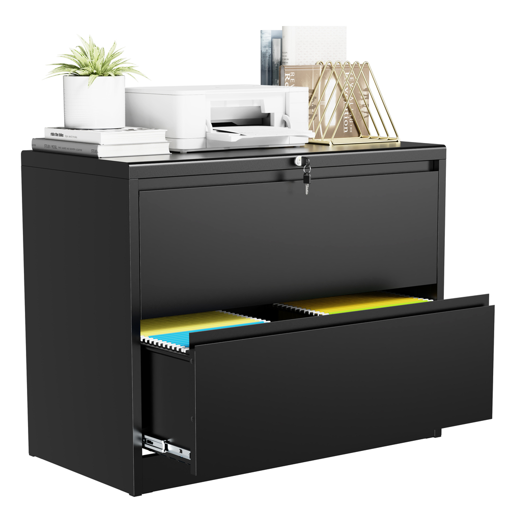 Fesbos 4 Drawers Lateral File with Lockable Gray