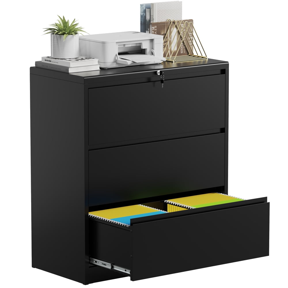 hiwalen 3 Drawer Metal Lateral File with with Lock for Home and