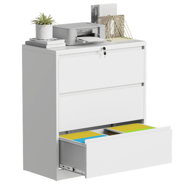 hiwalen 3 Drawer Metal Lateral File with with Lock for Home and
