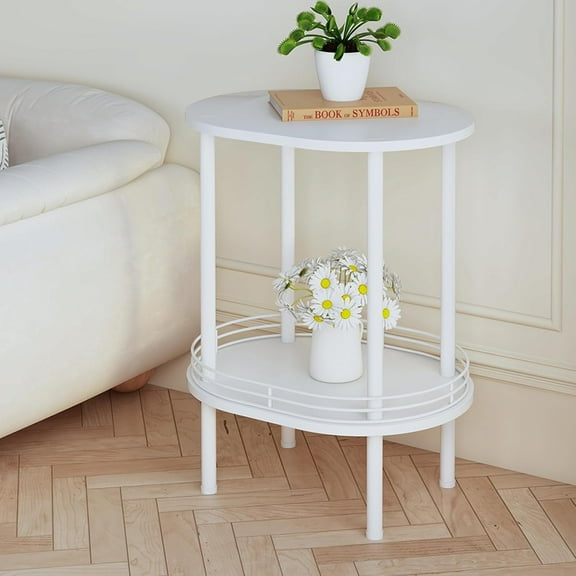 Small Round Side Table,Bedside Table with Storage, Morden Round Nightstand, Samll Side Table for Living Room,Bathroom,Bedroom, Nursery, Laundry, White