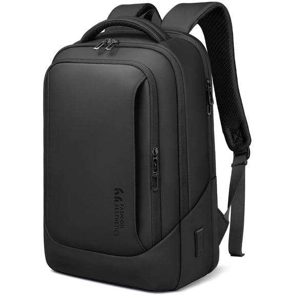 hk Laptop Backpack for Men with USB Charging Port Water-Resistant for 15.6 Inch Computer Bag Durable High-Tech Daypack Casual Backpack for Business Work College Weekender Travel-Black