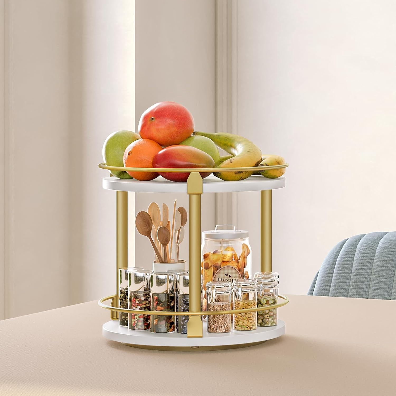hlquji 3-Tier Lazy Susan Organizer Rotating Spice Rack Spinning ...
