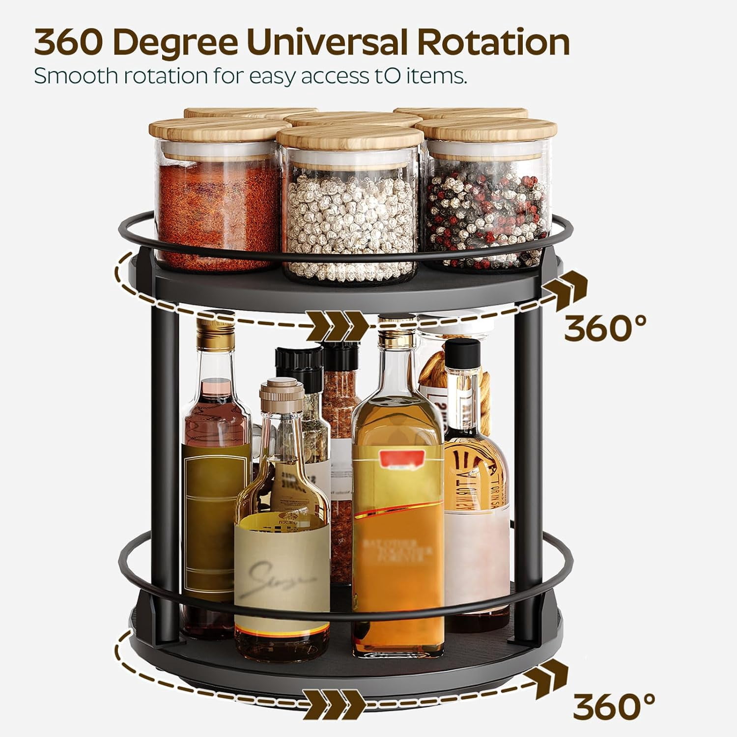 hlquji 3-Tier Lazy Susan Organizer Rotating Spice Rack Spinning ...