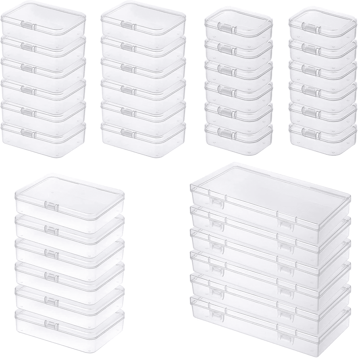 Hltser 36 Pieces Mixed Sizes Rectangular Empty Mini Plastic Organizer ...