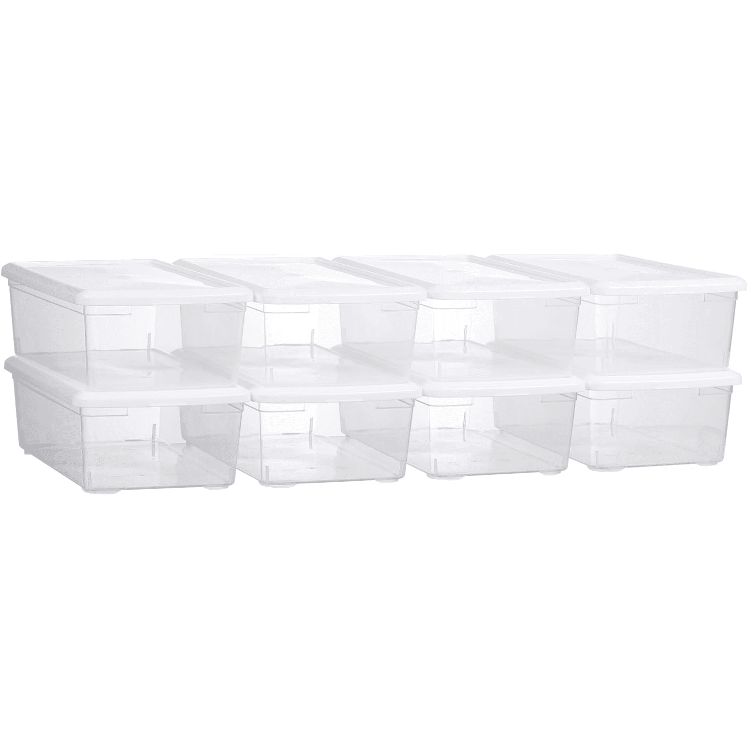 Hltser 6 Quart Clear Plastic Storage Bins with Blue Lids Stackable ...
