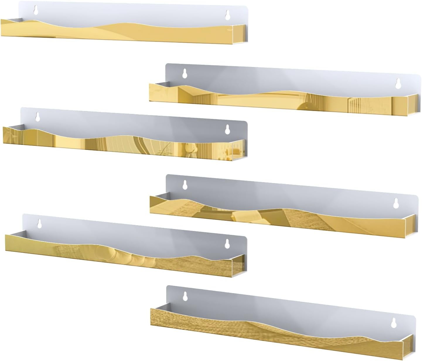 hlquji Nail Polish Wall Rack Mirror Gold Acrylic Floating Shelves 15 ...