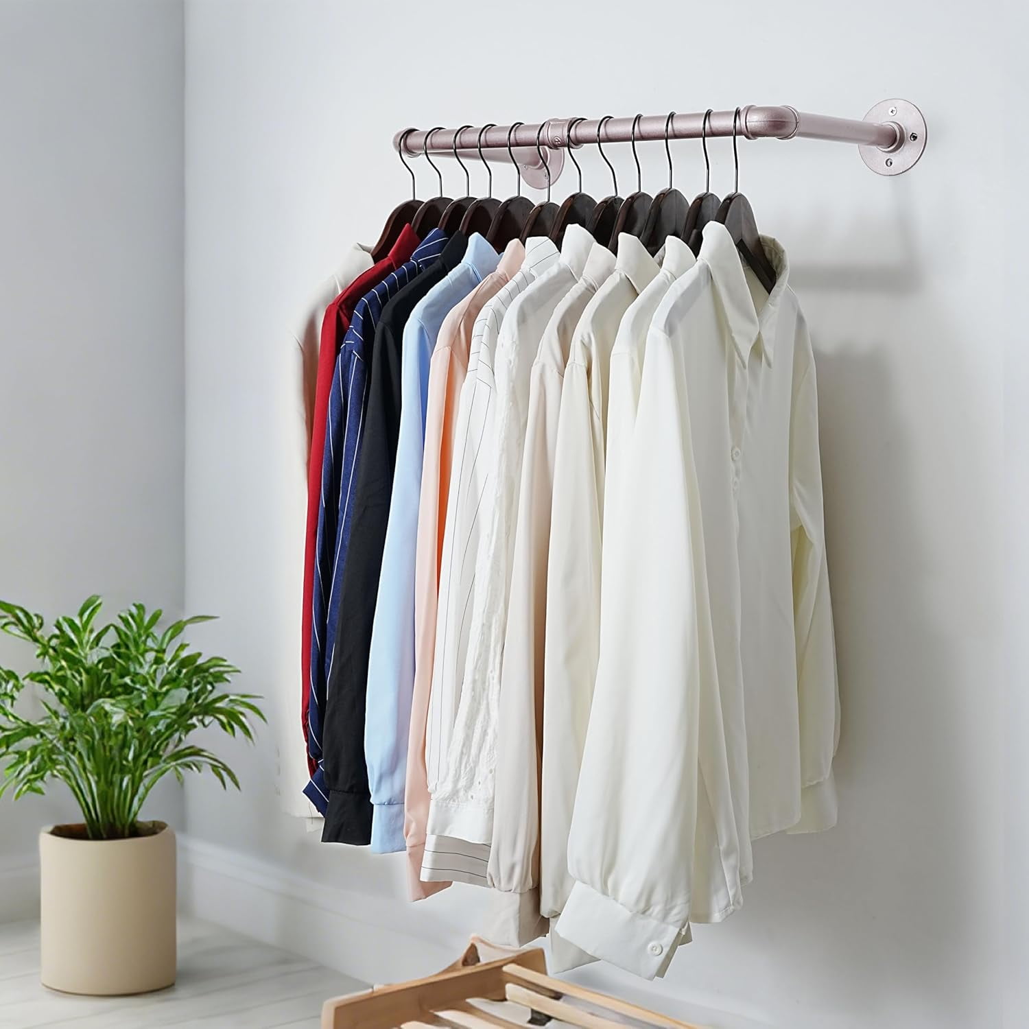 SKIKEN 2-in-1 Clothes Drying Rack With Rod Wall Mounted Laundry