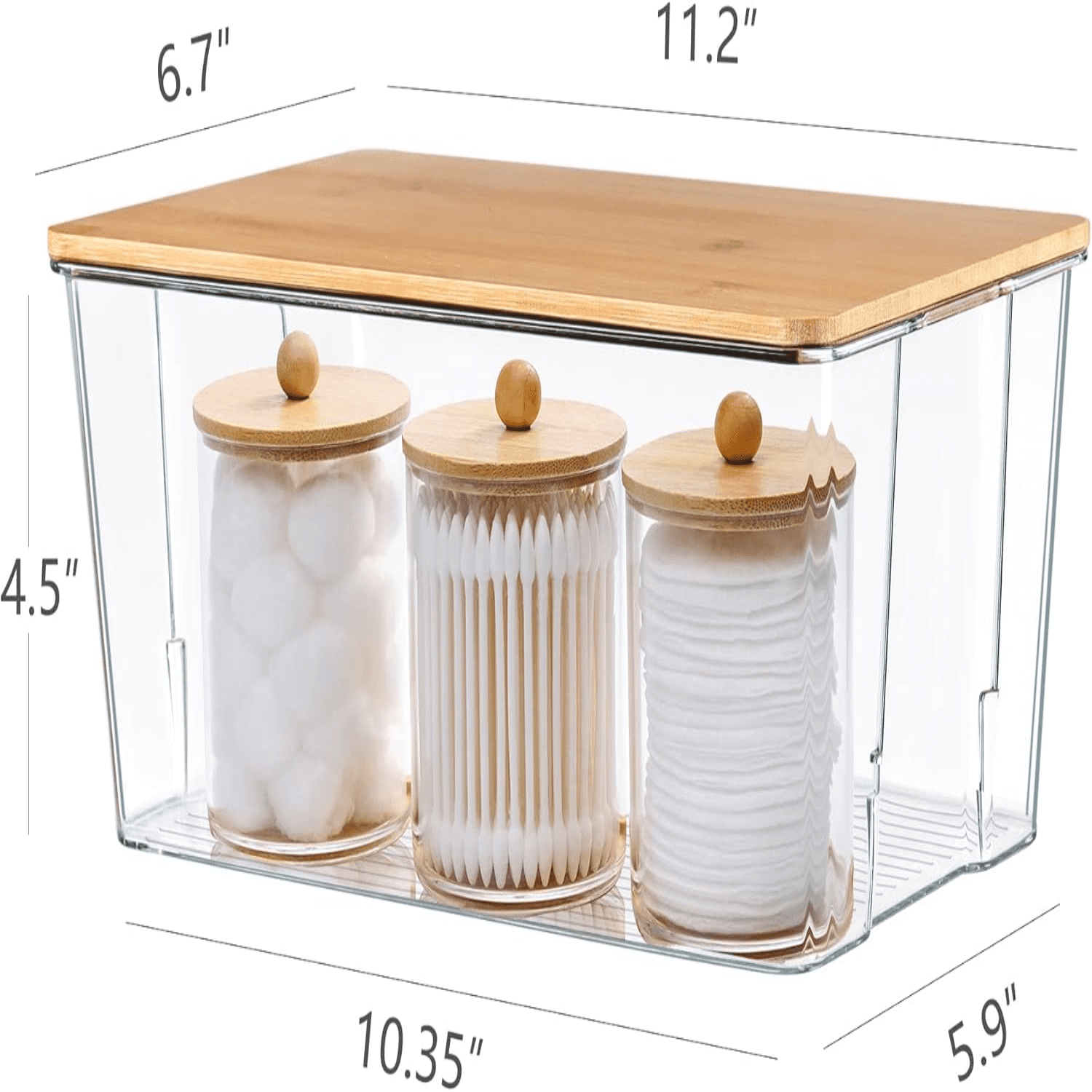 hlquji Plastic Storage Containers with Bamboo Lids Medicine Cabinet ...