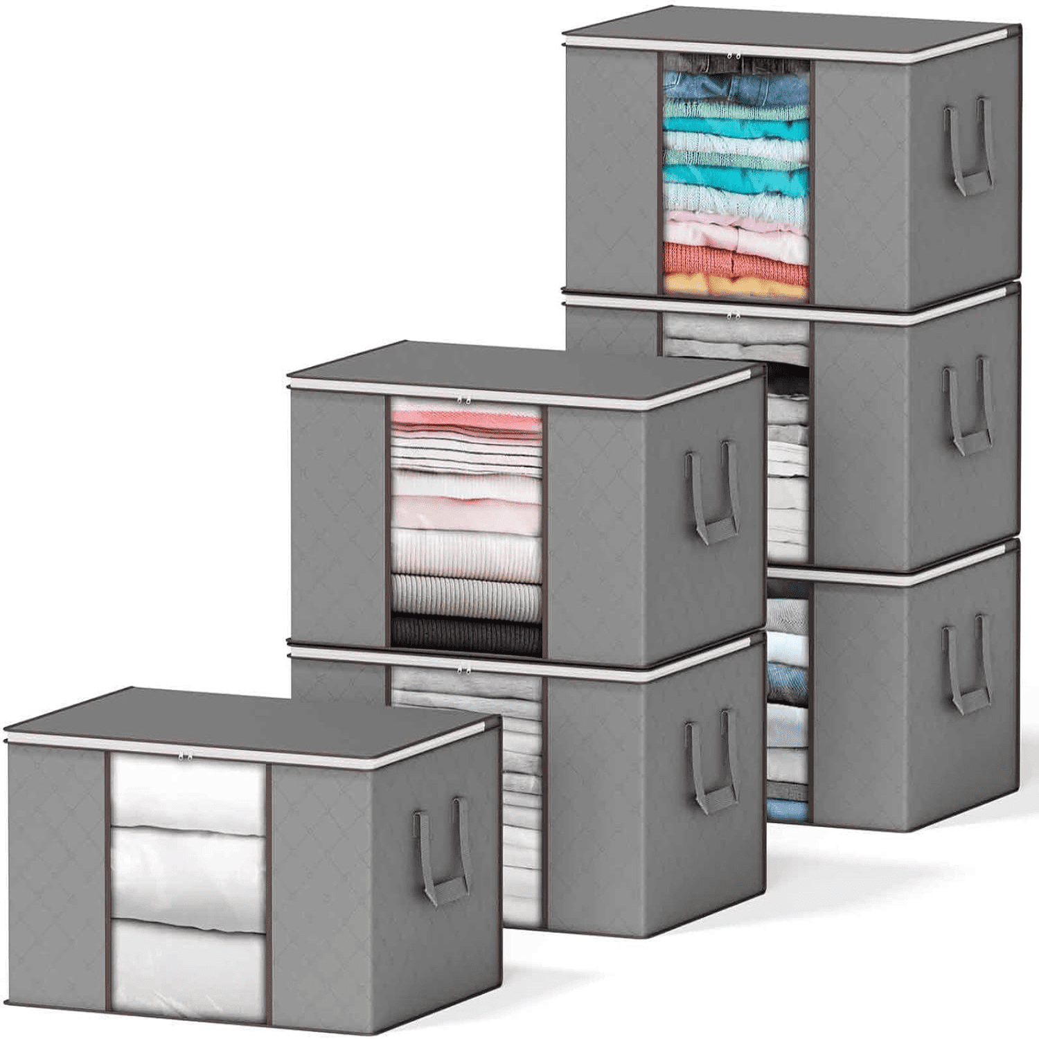 hltdup 6 Pack 90L Clothing Storage Bags Heavy Duty Closet Storage Bins ...