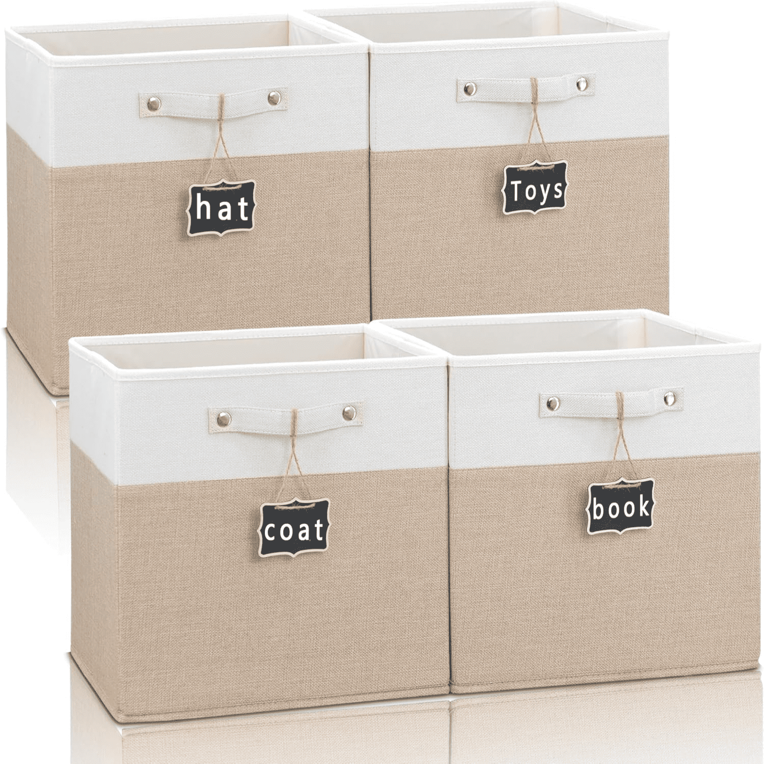 Hltser 13x13x13 Storage Cube Bins 4 Pack Collapsible Fabric Storage ...