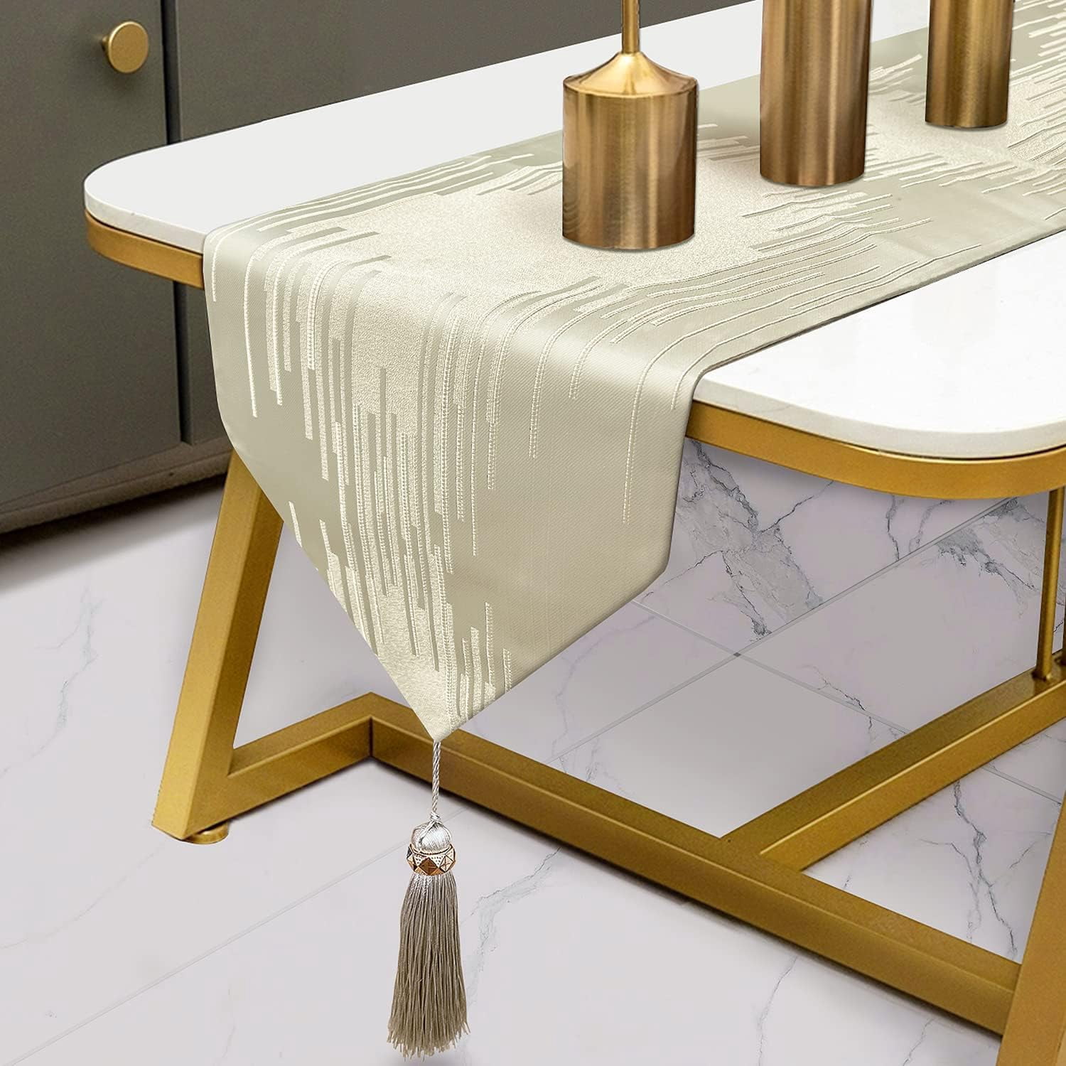 hltidu Luxury Red Table Runner 98 Inches Long Abstract Geometry Lines ...
