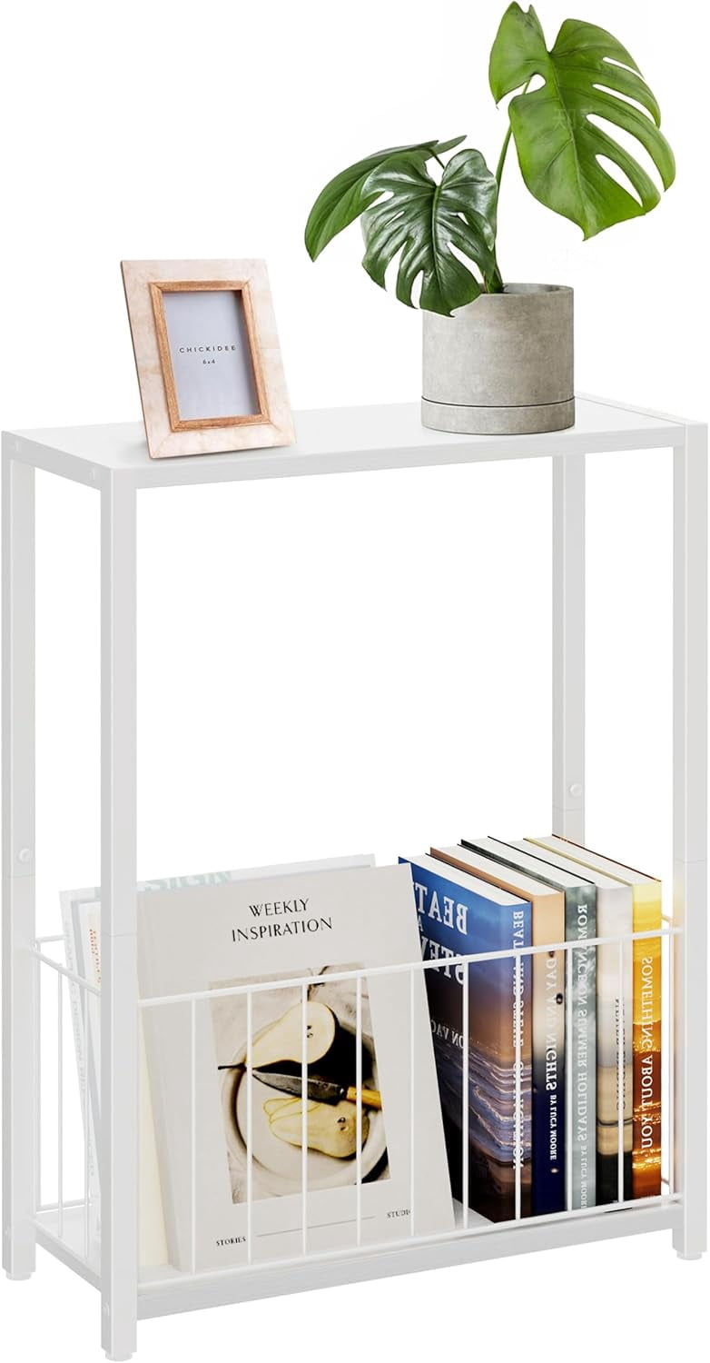 hltidu Narrow Side Tables with Magazine Holder Skinny End Tables ...