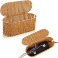 thumbnail image 1 of hltjsuv Cable Management   Handmade Rattan Cable Organizer  2 Open Slots Cords Hider   Under Desk Cord Organizer for Computer Router USB Hub &amp; Power Strip  Patent Pending  13&#34; x 5, 1 of 9